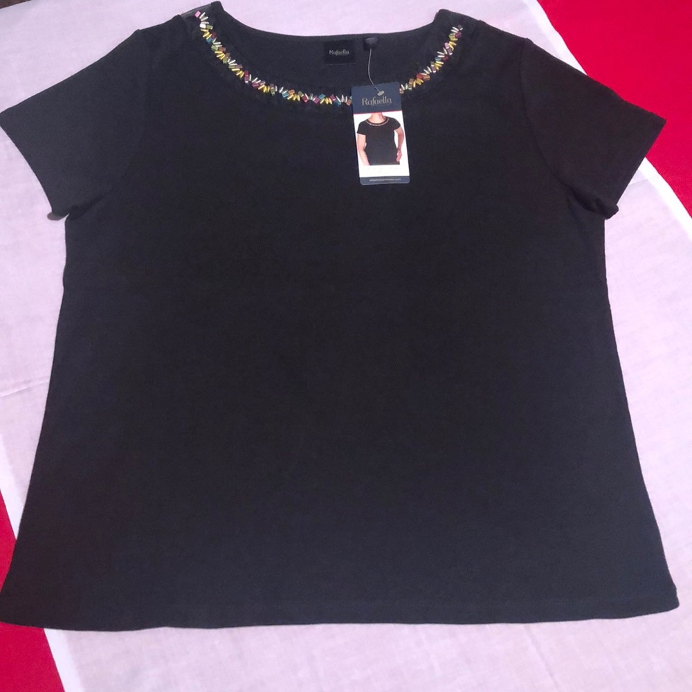 Rafaella | Embellished Short Sleeve Knit Top